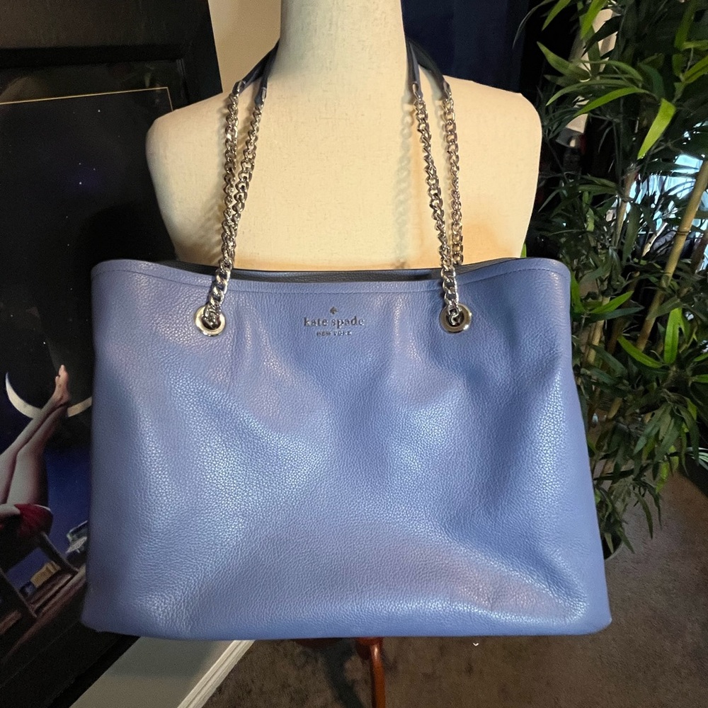 Like new Kate Spade Jordyn Chain Periwinkle Blue Leather Tote Bag